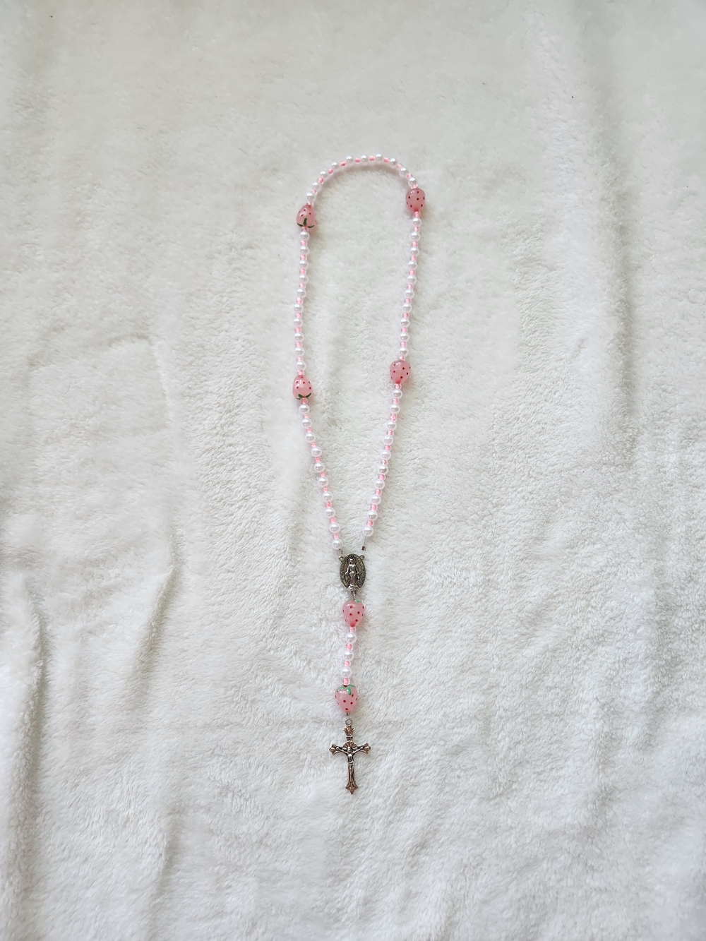 Hand Crafted And Home Made Pink and Silver Rosary